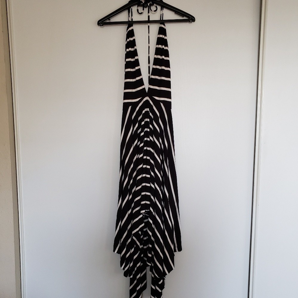 ANGL Striped Asymmetrical Maxi Dress OS